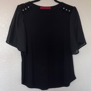 Scarlett Black Blouse with Pearl Accents